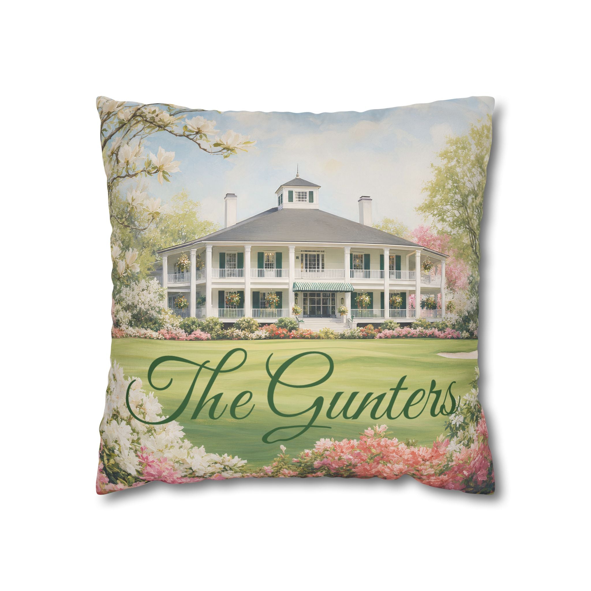 Personalized Augusta Golf Clubhouse Pillow Cover – Southern Golfer Gift, Custom Golf Decor