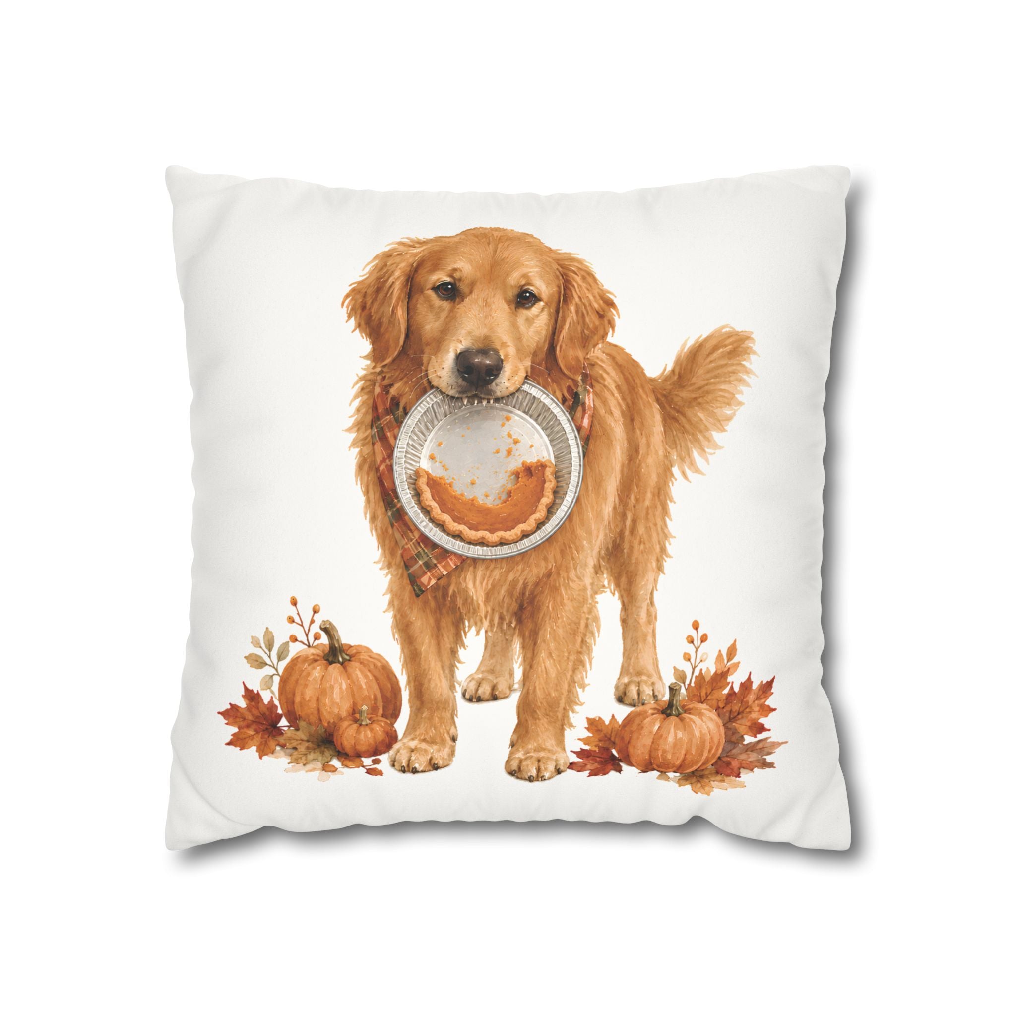 Thanksgiving Golden Retriever Pillow Cover – Double-Sided