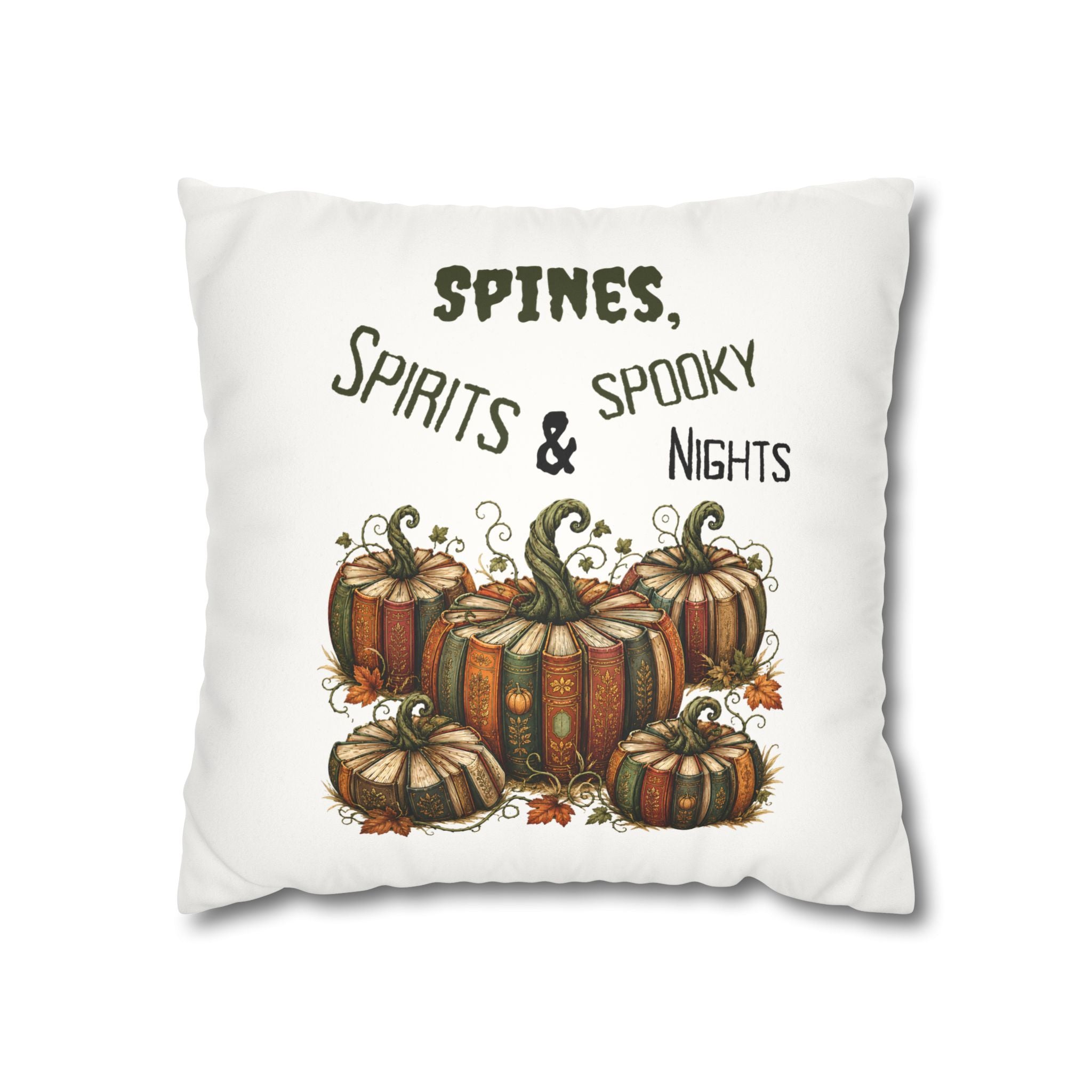 Spines, Spirits & Spooky Nights Book Pumpkin Pillow Cover