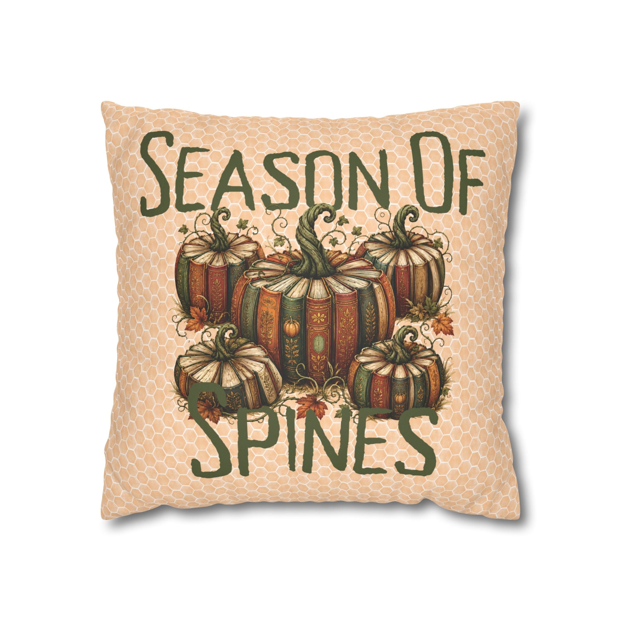 Season of Spines Book Pumpkin Fall Pillow Cover