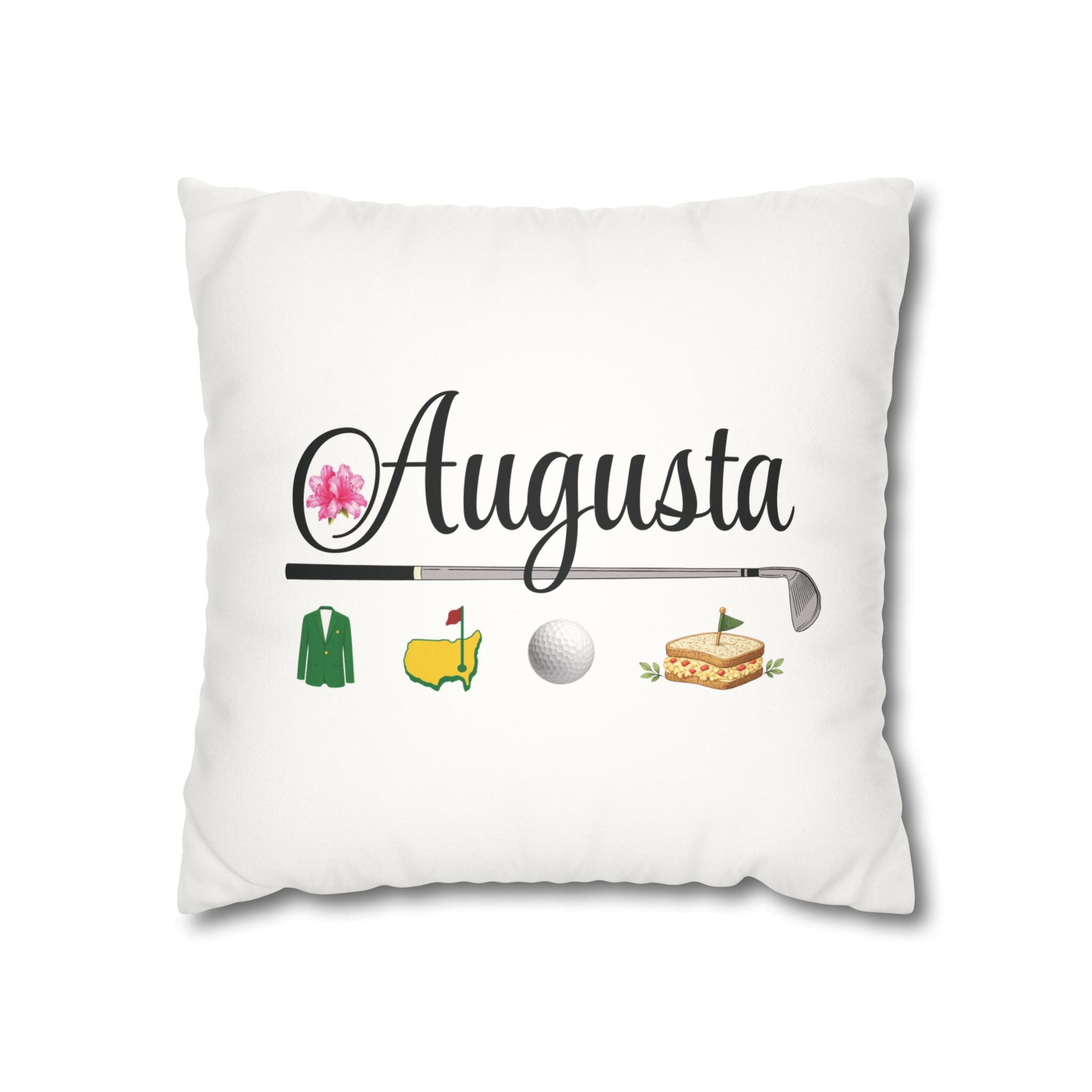 Augusta Golf Pillow Cover – Double-Sided Pink Azalea & Southern Golf Decor