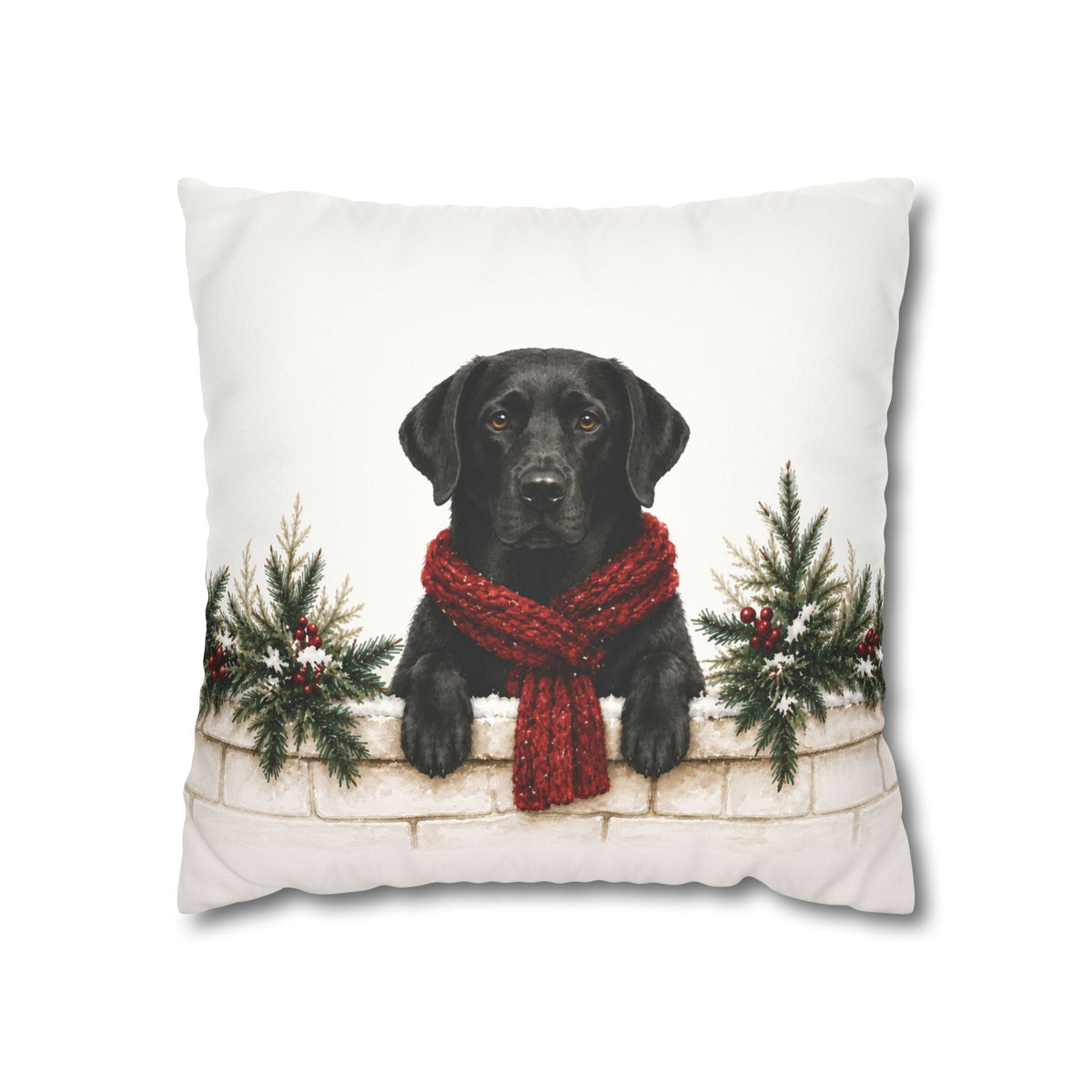 Black Lab Christmas Pillow Cover, Labrador Retriever Holiday Decor, Dog Lover Gift
