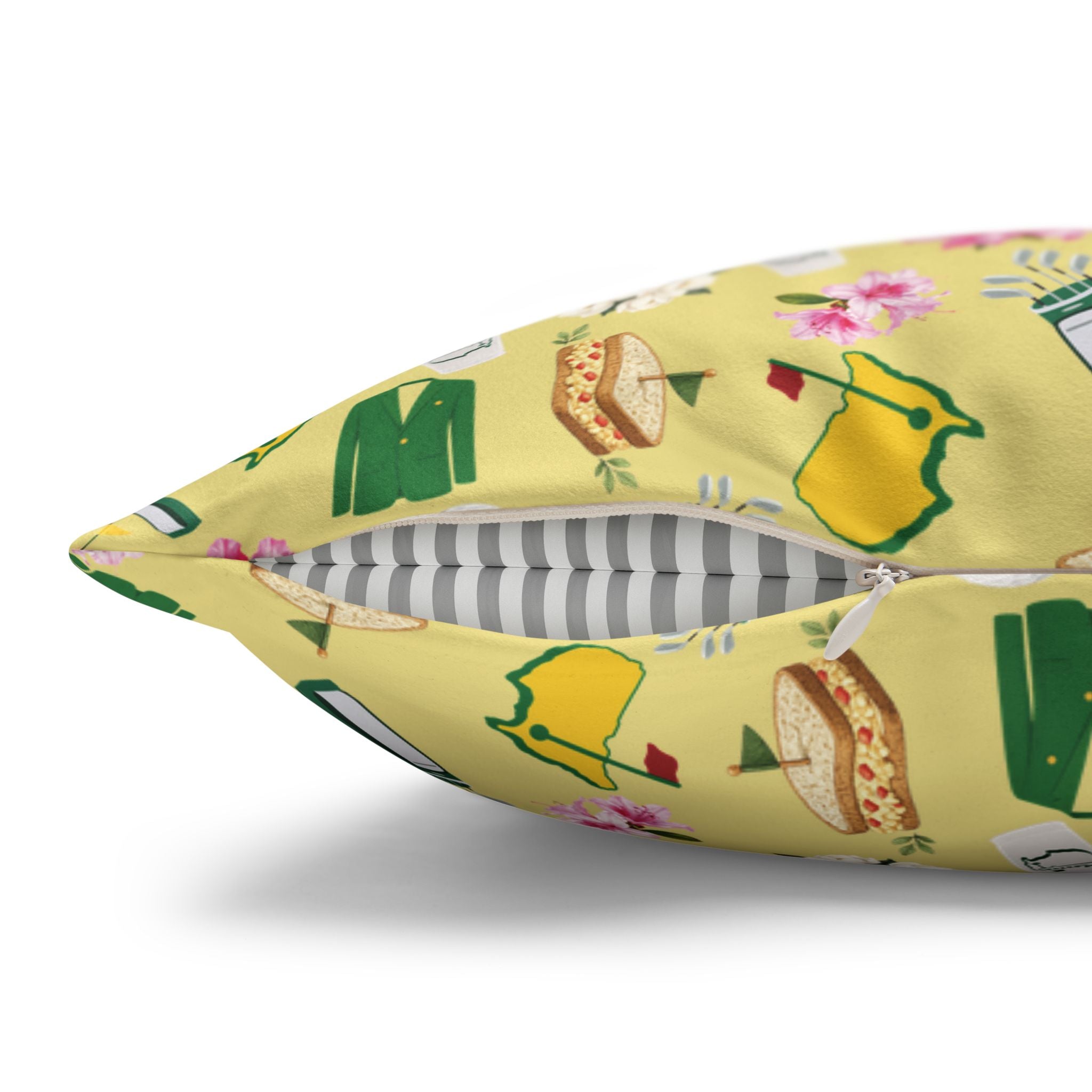 Augusta Golf Pillow Cover – Yellow Southern Golf Pattern, Azalea & Tournament Week Decor