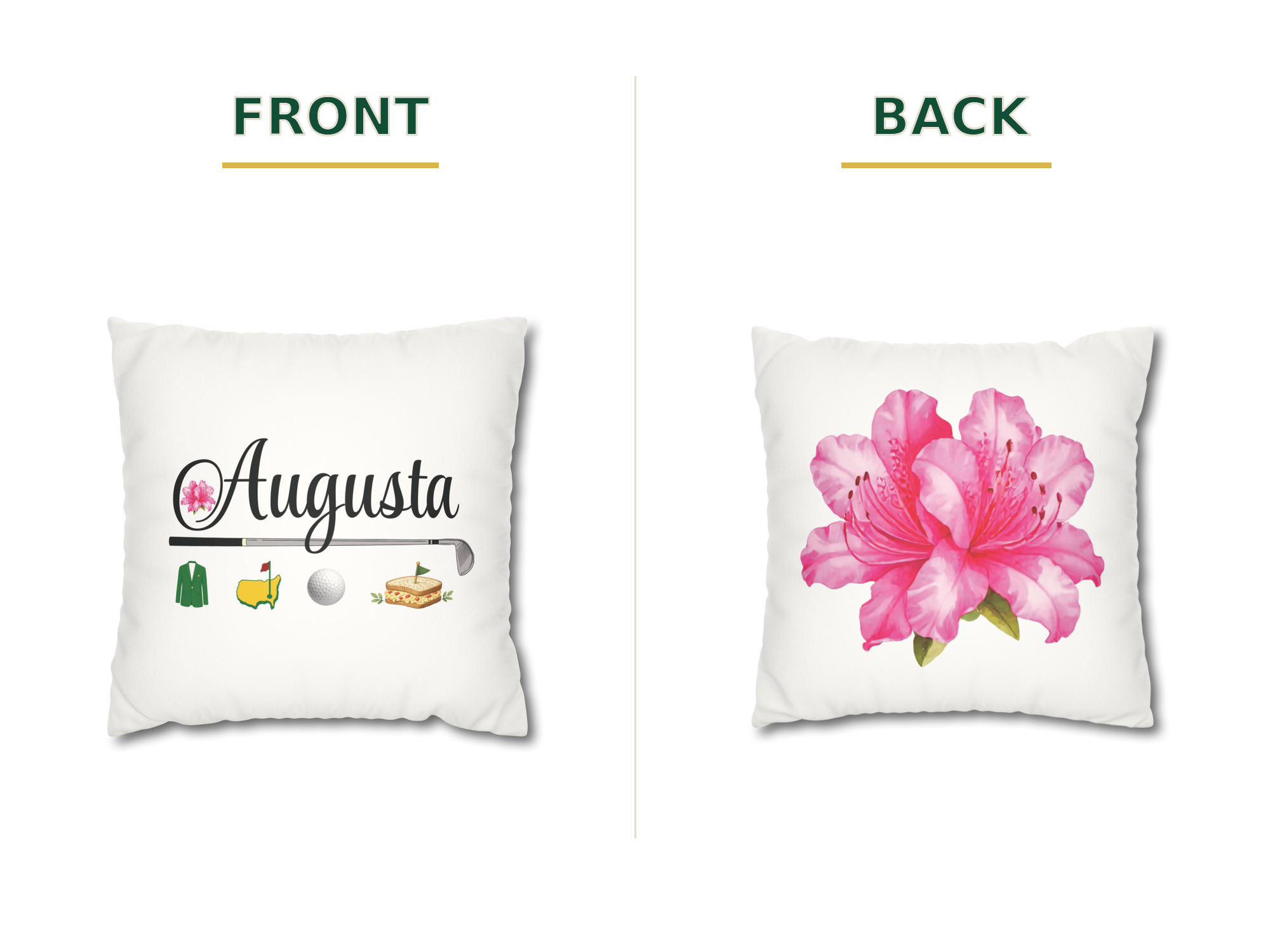 Augusta Golf Pillow Cover – Double-Sided Pink Azalea & Southern Golf Decor