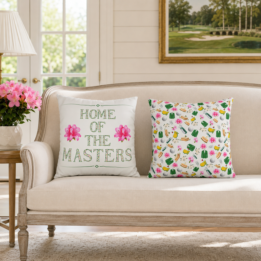Augusta Golf Pillow Cover – Pink Floral Southern Golf Decor, Golfer Gift