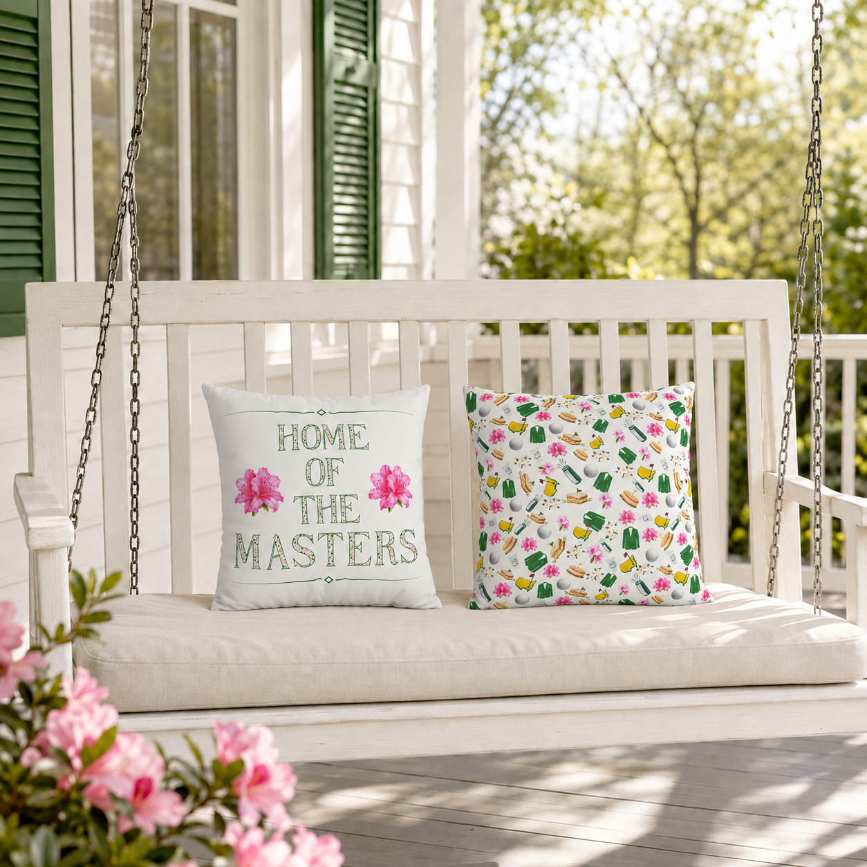 Augusta Golf Pillow Cover – Pink Floral Southern Golf Decor, Golfer Gift