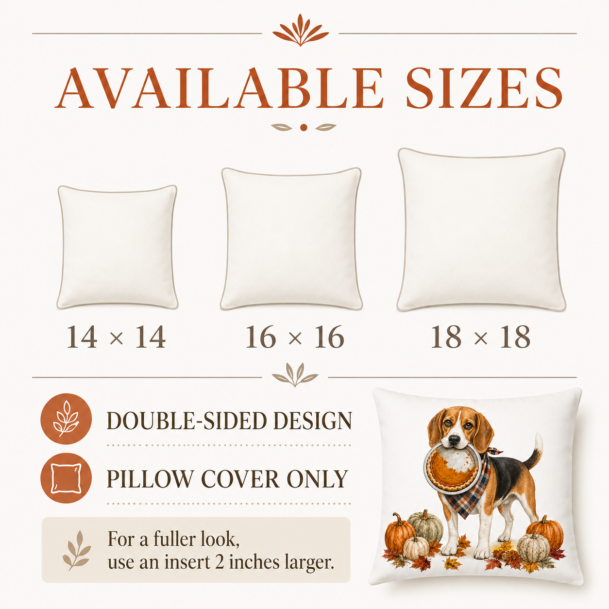Thanksgiving Beagle Dog Pillow Cover – Double-Sided