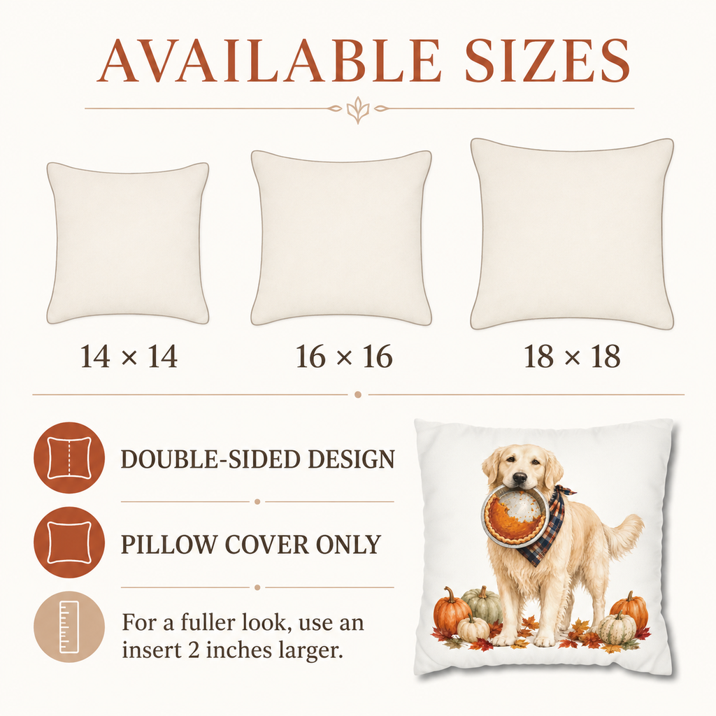 Thanksgiving English Cream Golden Retriever Pillow Cover – Double-Sided