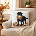 Thanksgiving Black Lab Pillow Cover – Double-Sided
