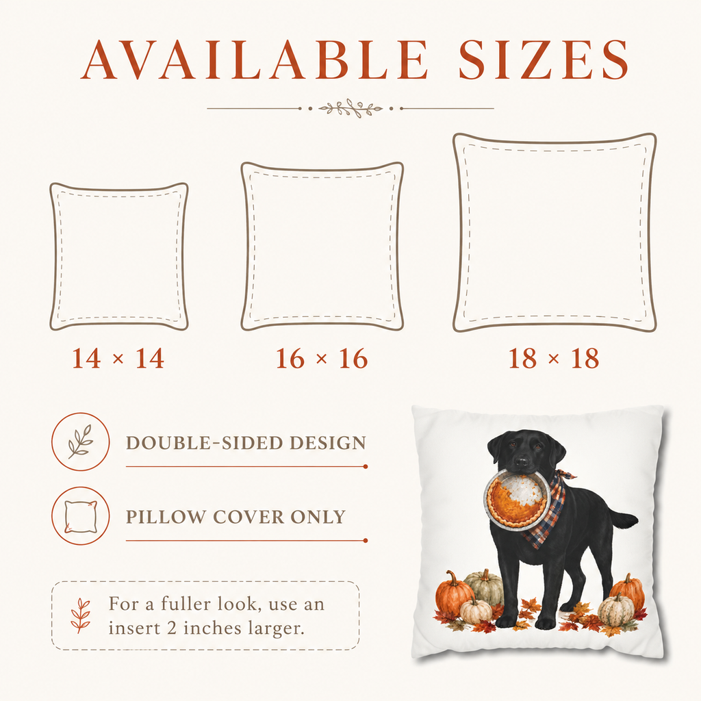 Thanksgiving Black Lab Pillow Cover – Double-Sided