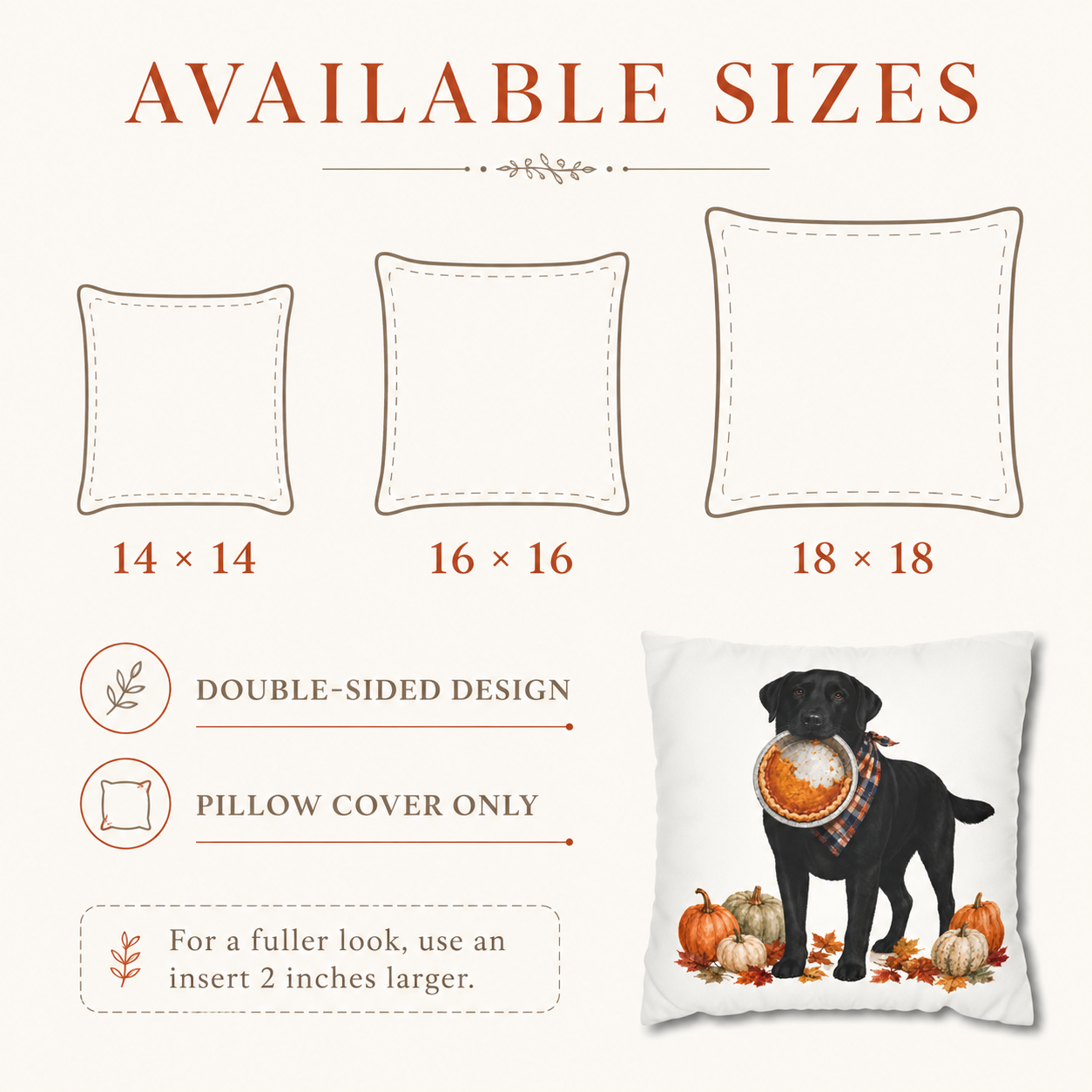 Thanksgiving Black Lab Pillow Cover – Double-Sided