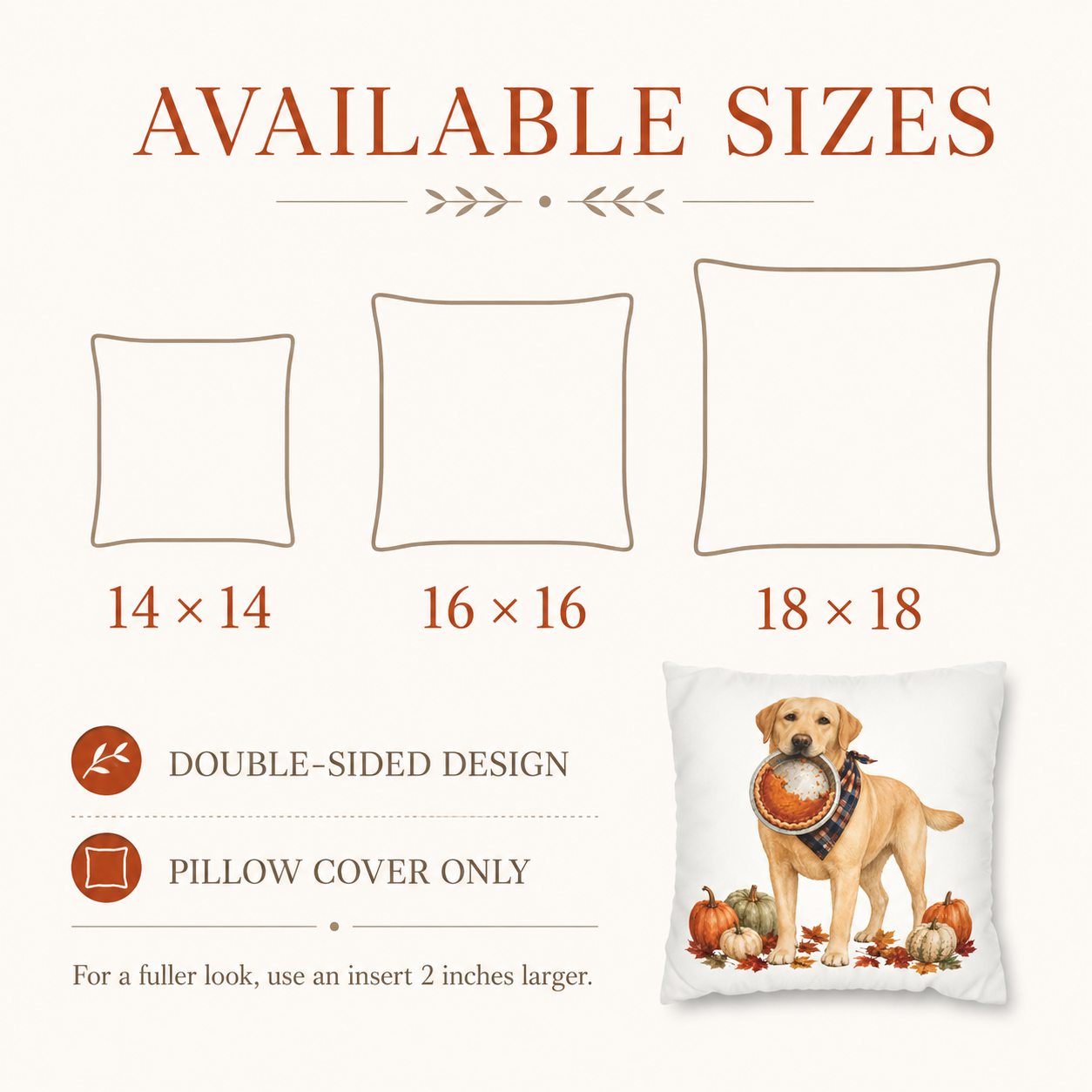 Thanksgiving Yellow Lab Pillow Cover – Double-Sided