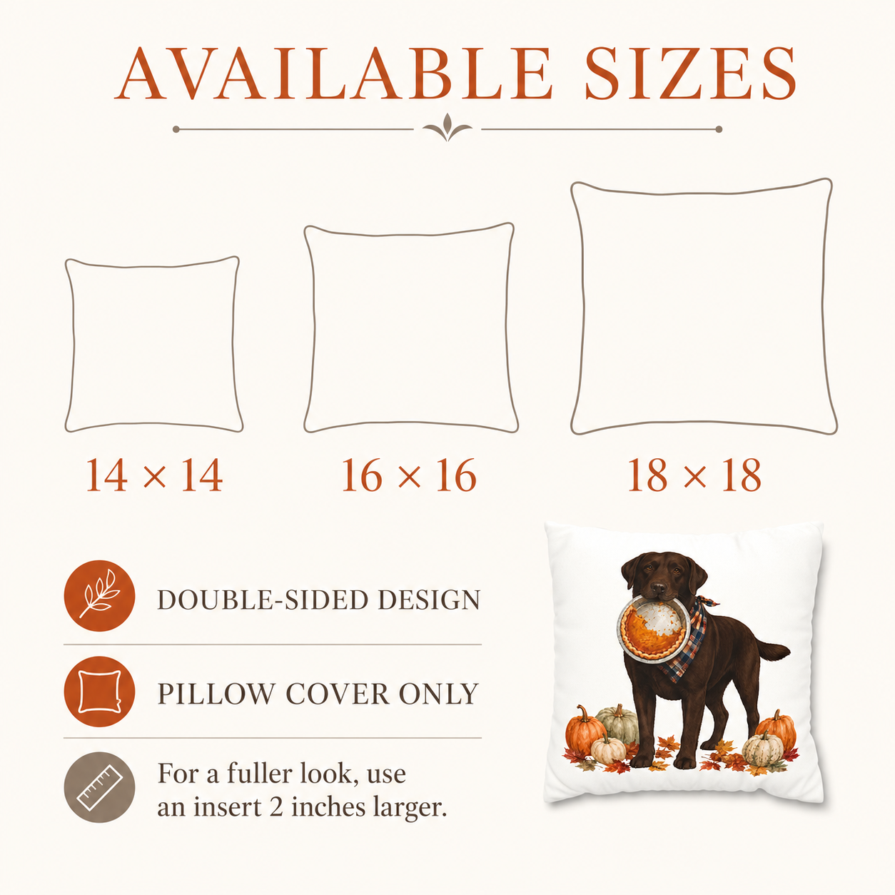 Thanksgiving Chocolate Lab Pillow Cover, Labrador Fall Decor, Pumpkin Pie Dog Lover Gift