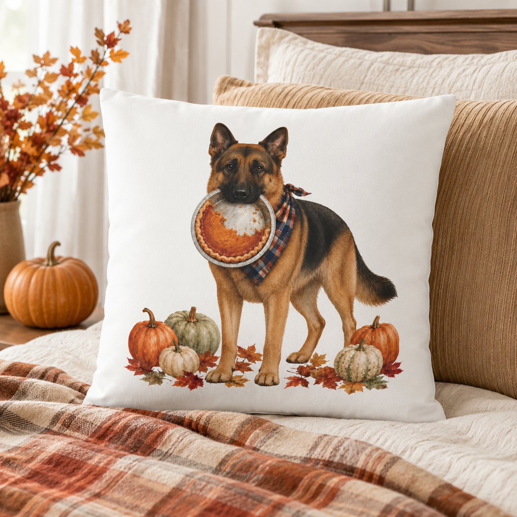 German Shepherd Thanksgiving Pumpkin Pie Pillow Cover