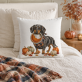 Dapple Dachshund Thanksgiving Pumpkin Pie Pillow Cover