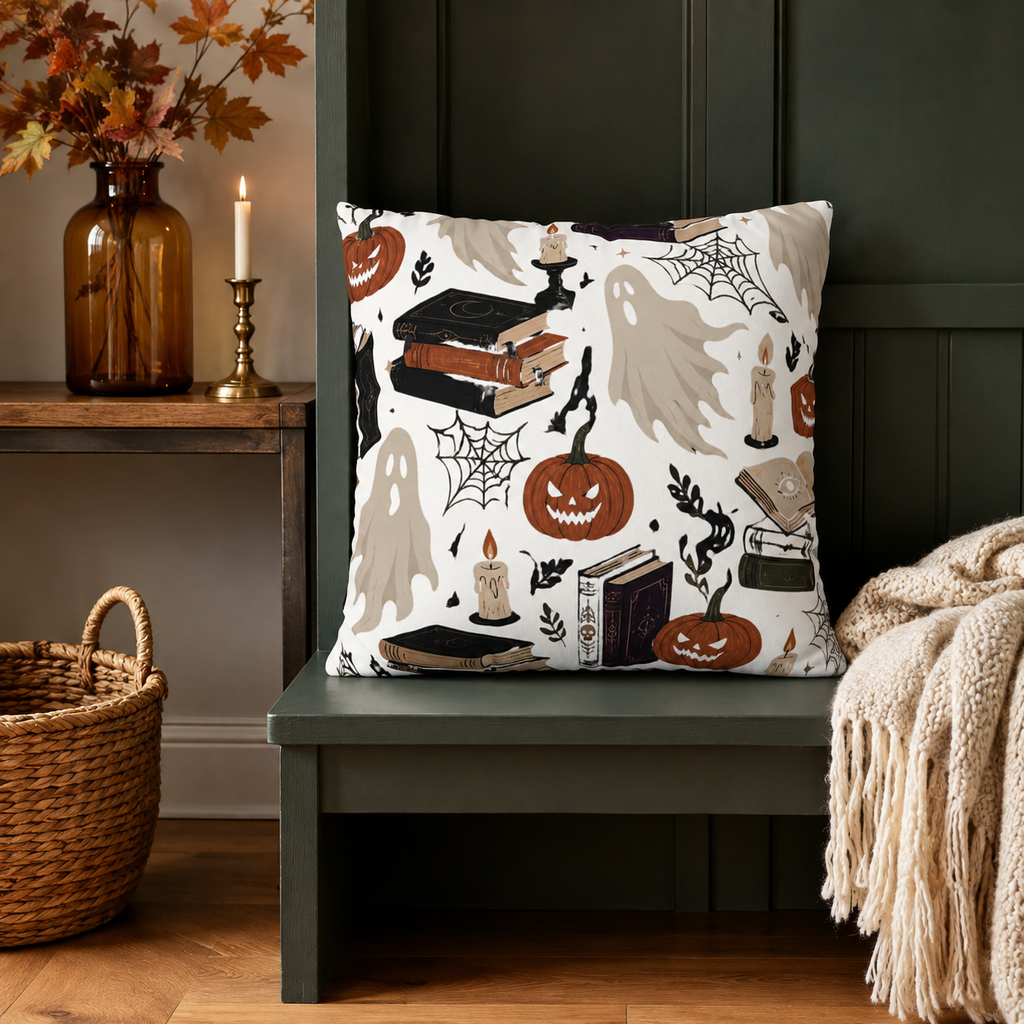 Vintage Bookish Halloween Pillow Cover