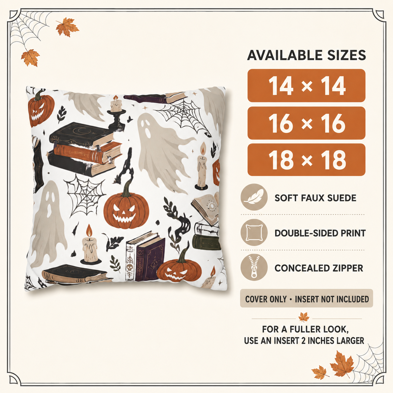 Vintage Bookish Halloween Pillow Cover