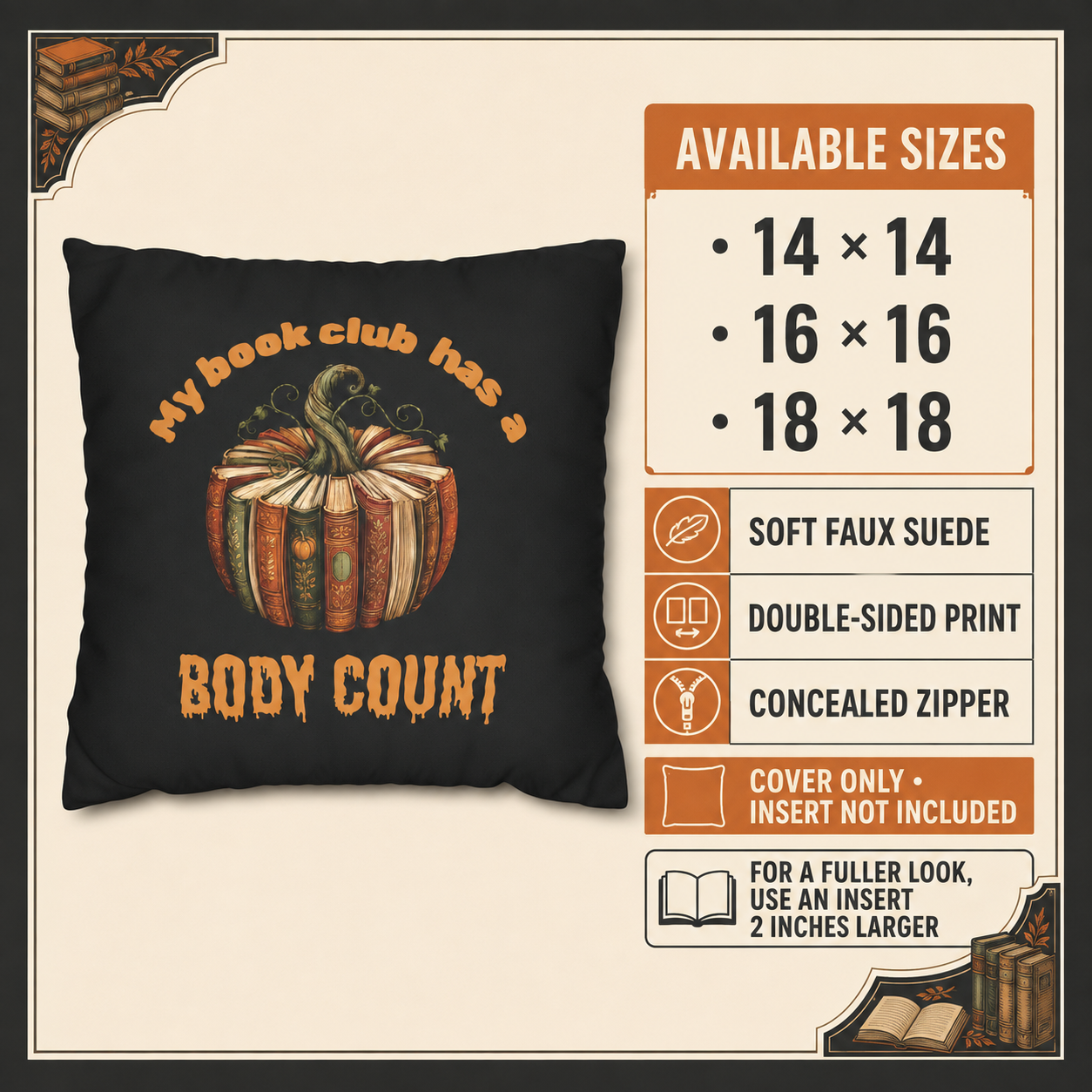 My Book Club Has a Body Count Halloween Pillow Cover