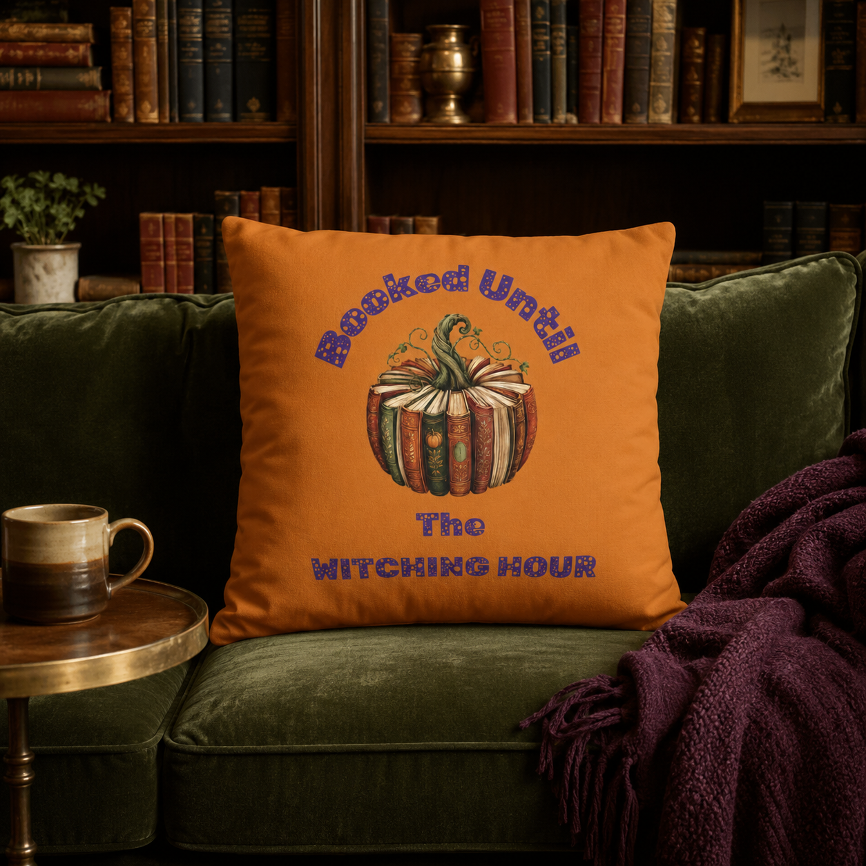 Booked Until the Witching Hour Book Pumpkin Pillow Cover