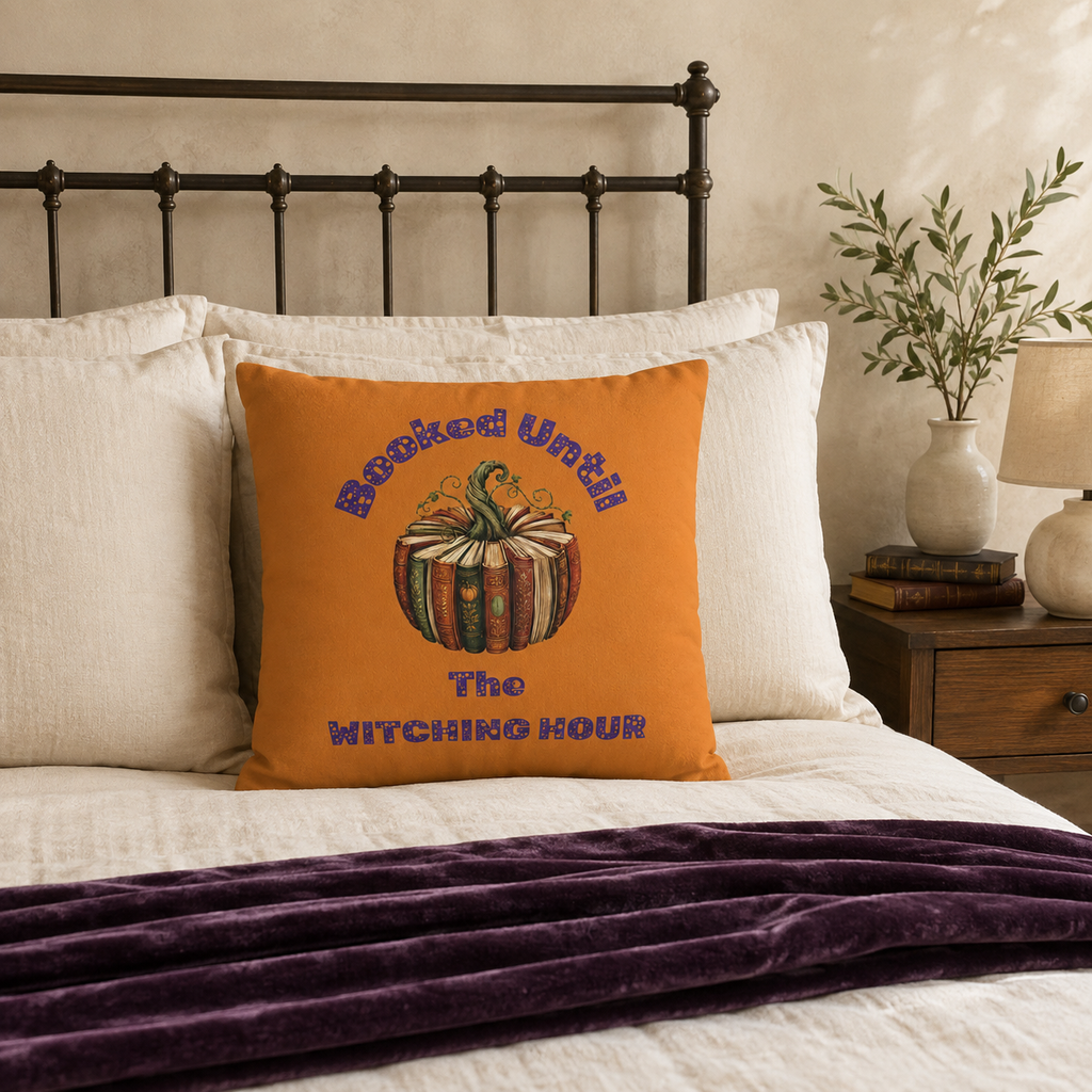 Booked Until the Witching Hour Book Pumpkin Pillow Cover