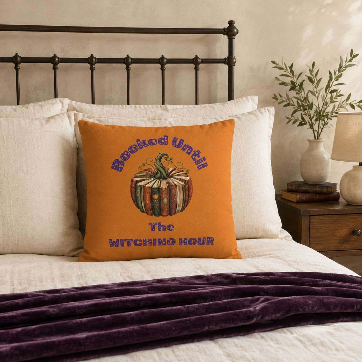 Booked Until the Witching Hour Book Pumpkin Pillow Cover