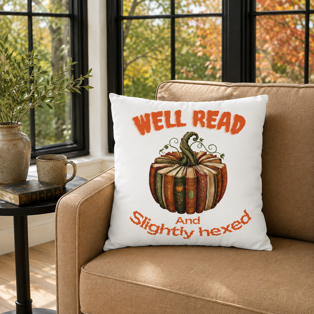 Well Read and Slightly Hexed Book Lover Halloween Pillow Cover