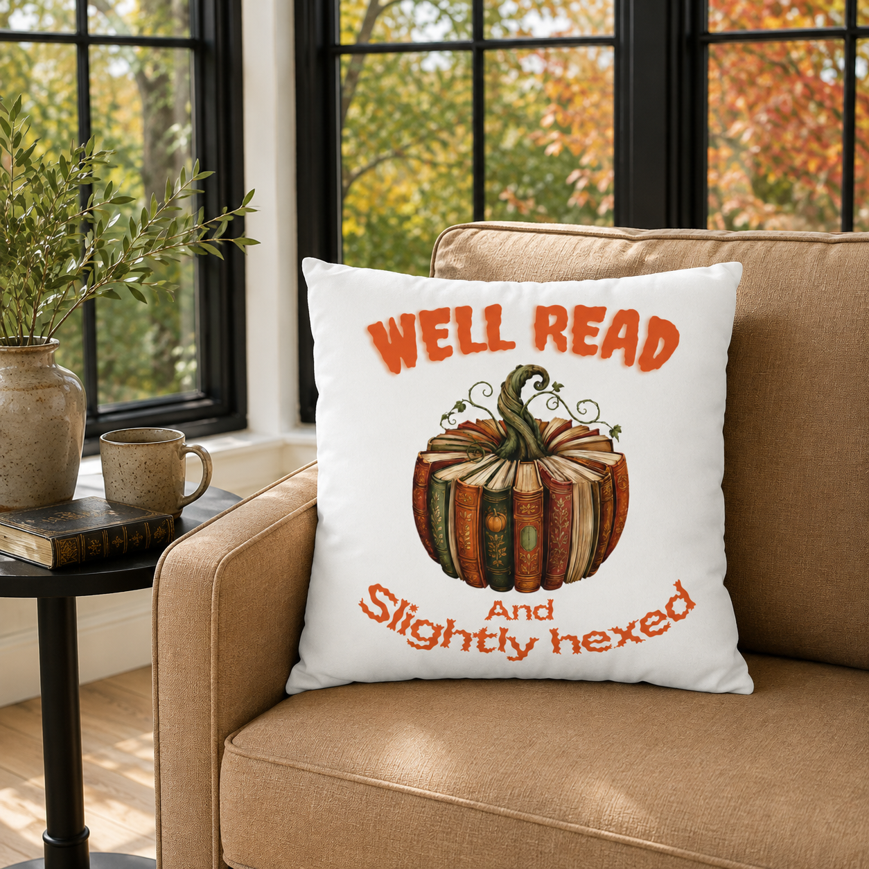 Well Read and Slightly Hexed Book Lover Halloween Pillow Cover