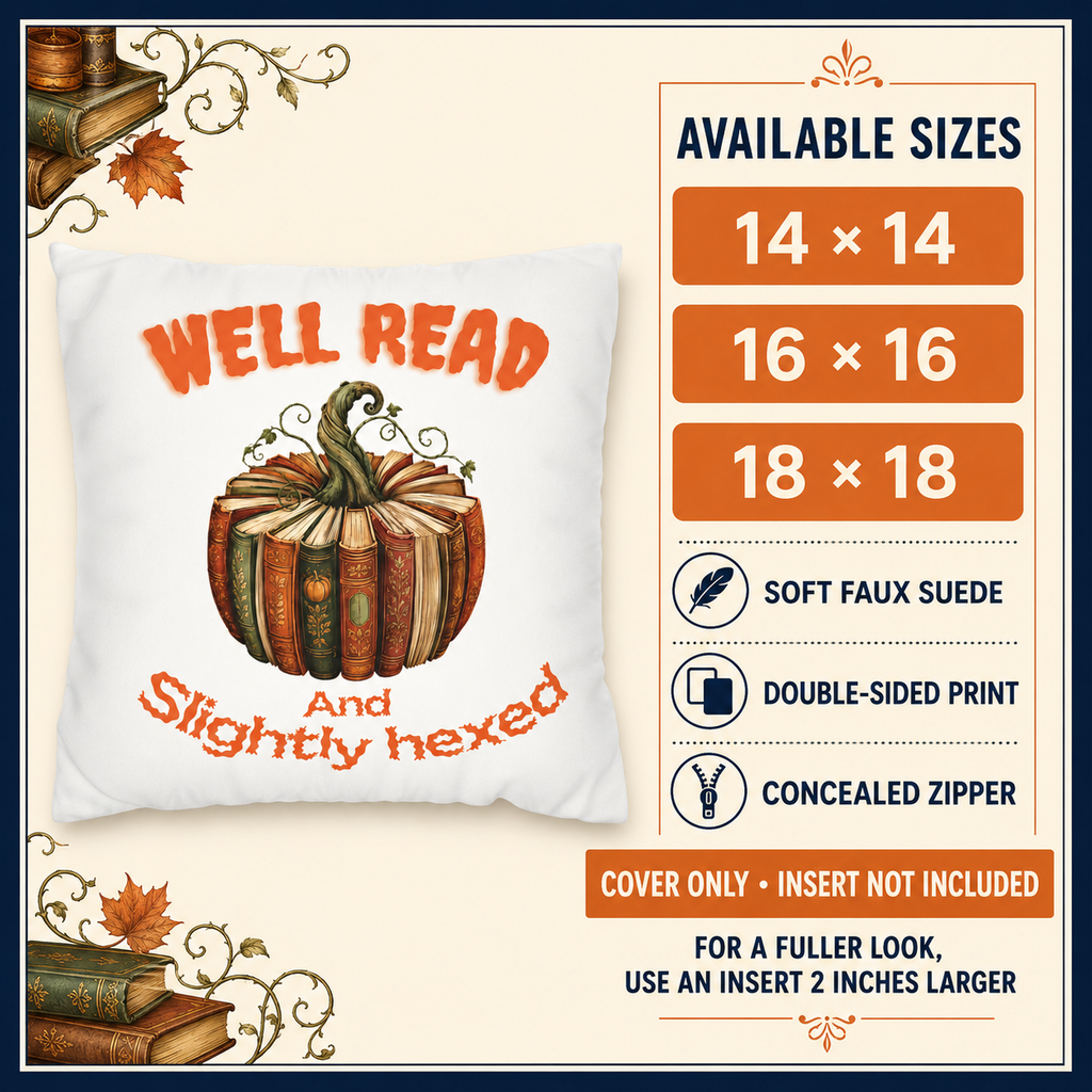 Well Read and Slightly Hexed Book Lover Halloween Pillow Cover