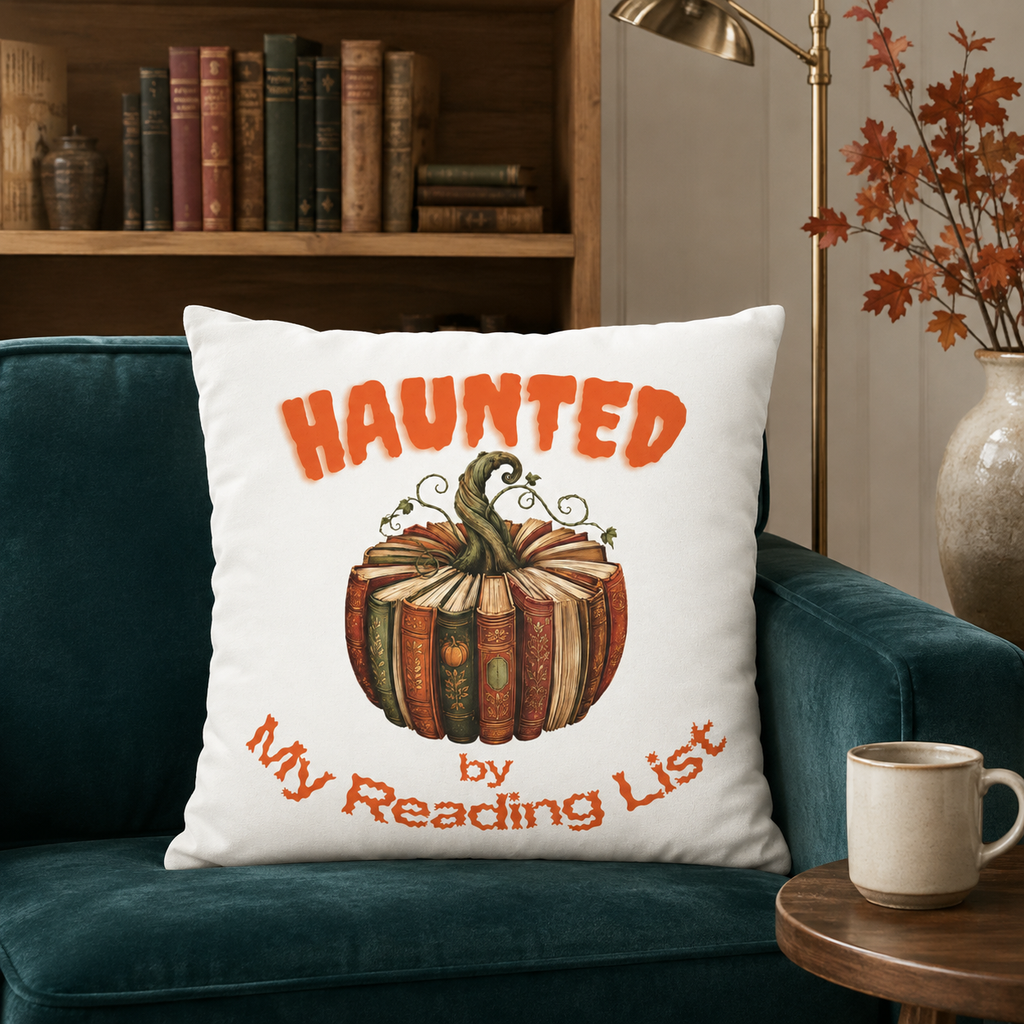 Haunted by My Reading List Book Lover Halloween Pillow Cover