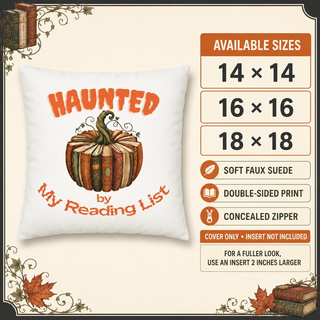 Haunted by My Reading List Book Lover Halloween Pillow Cover