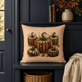 Vintage Book Pumpkin Patch Faux-Suede Fall Pillow Cover