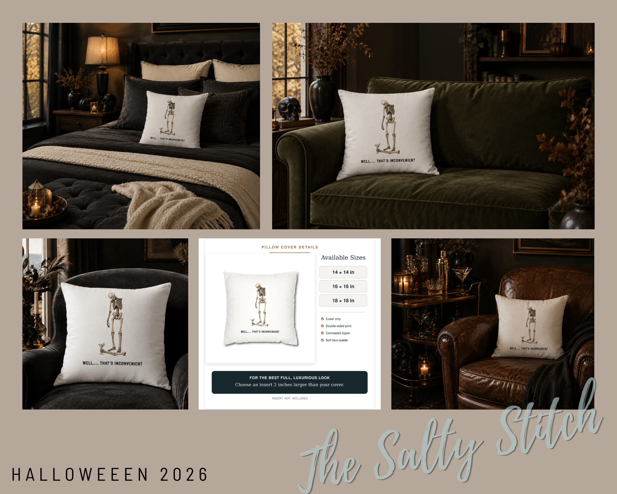 Funny Skeleton Pillow Cover – Well Shit Cocktail Design