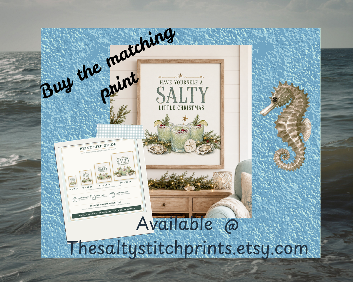 Have Yourself a Salty Little Christmas Pillow Cover, Coastal Holiday Decor, shown as a decorative holiday faux-suede pillow
cover for Christmas living room, bedroom, sofa or chair styling.