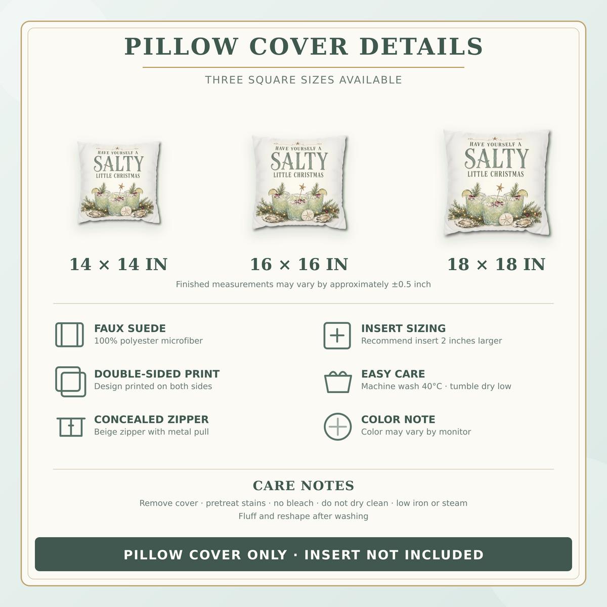 Have Yourself a Salty Little Christmas Pillow Cover, Coastal Holiday Decor, shown as a decorative holiday faux-suede pillow
cover for Christmas living room, bedroom, sofa or chair styling.