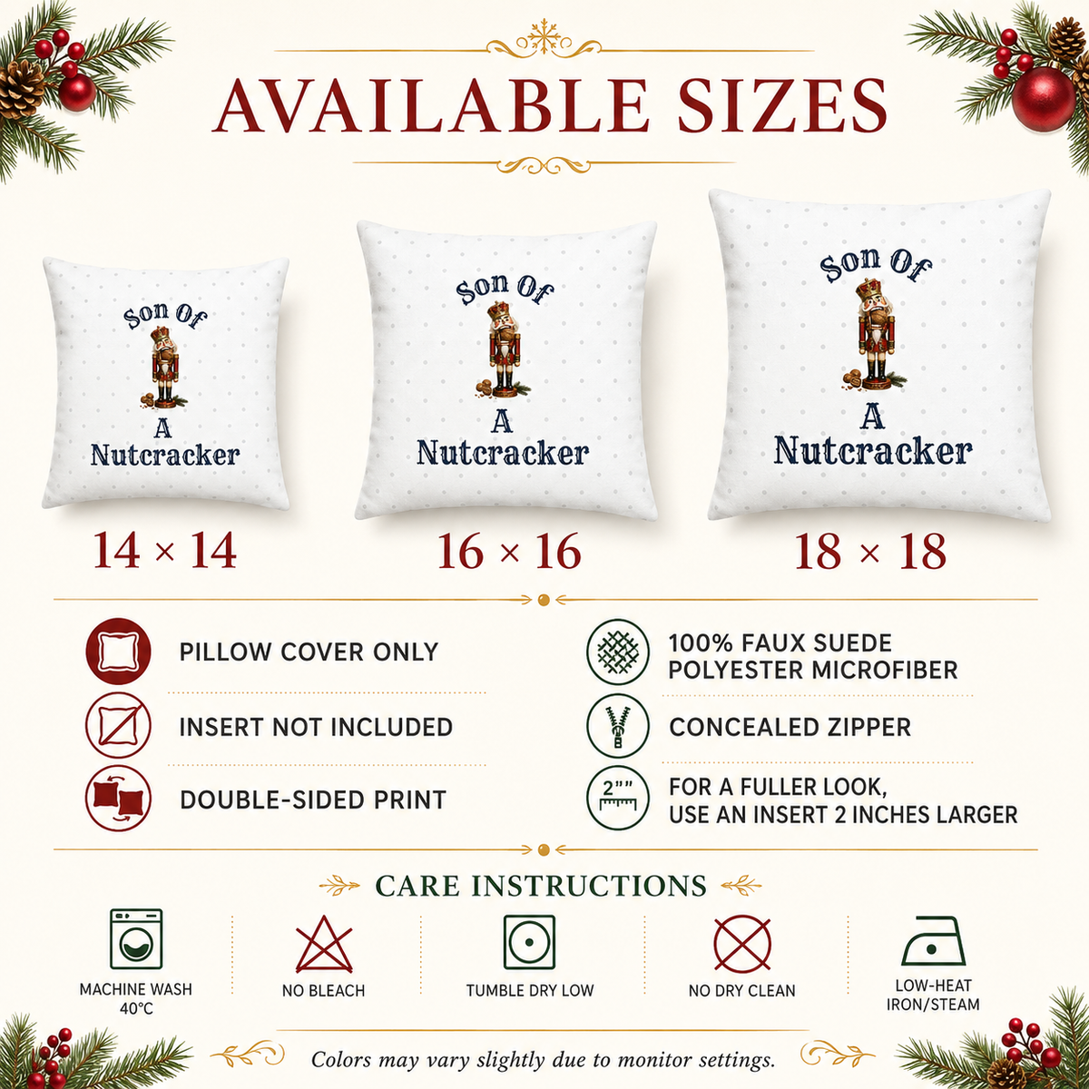 Son of a Nutcracker Christmas Pillow Cover – Funny Nutcracker Holiday Decor