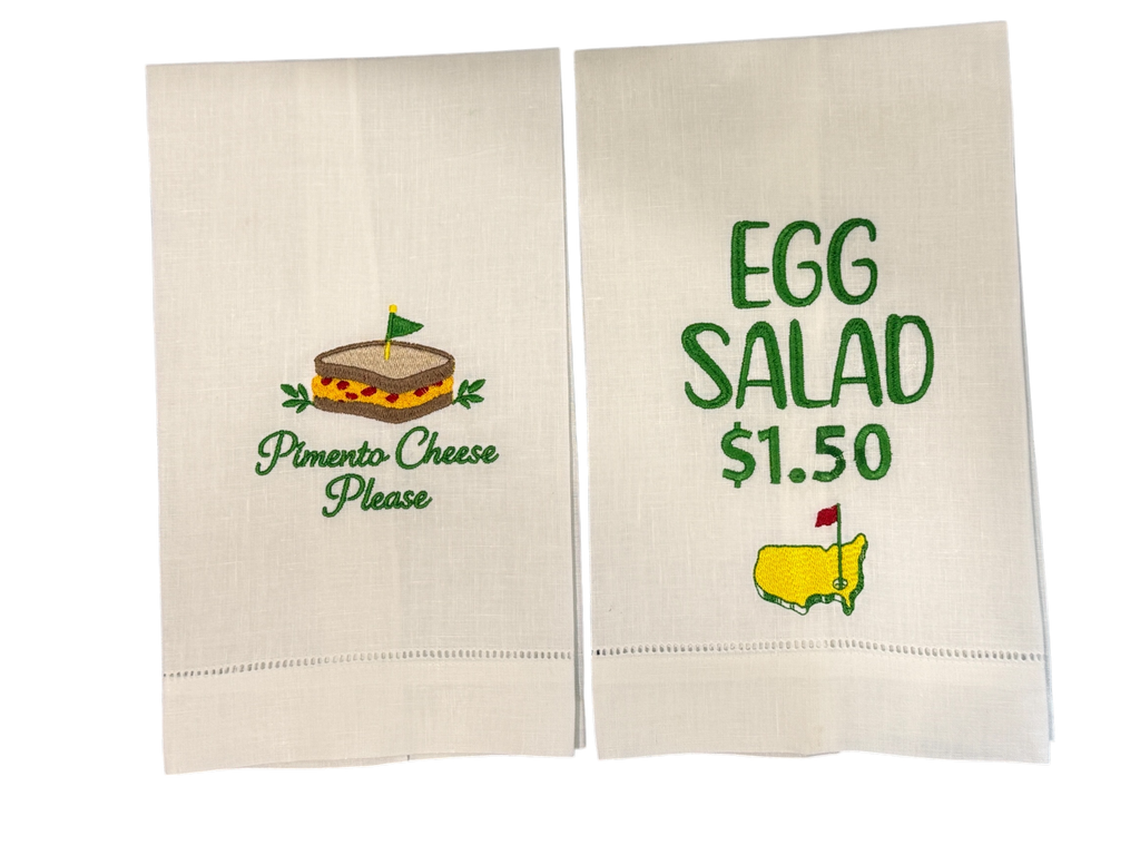 Embroidered Golf Linen Kitchen Towels – Pimento Cheese & Egg Salad