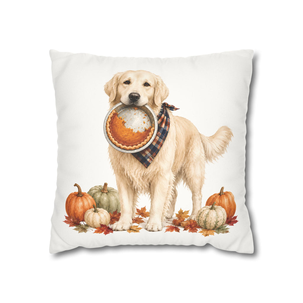 Thanksgiving English Cream Golden Retriever Pillow Cover – Double-Sided