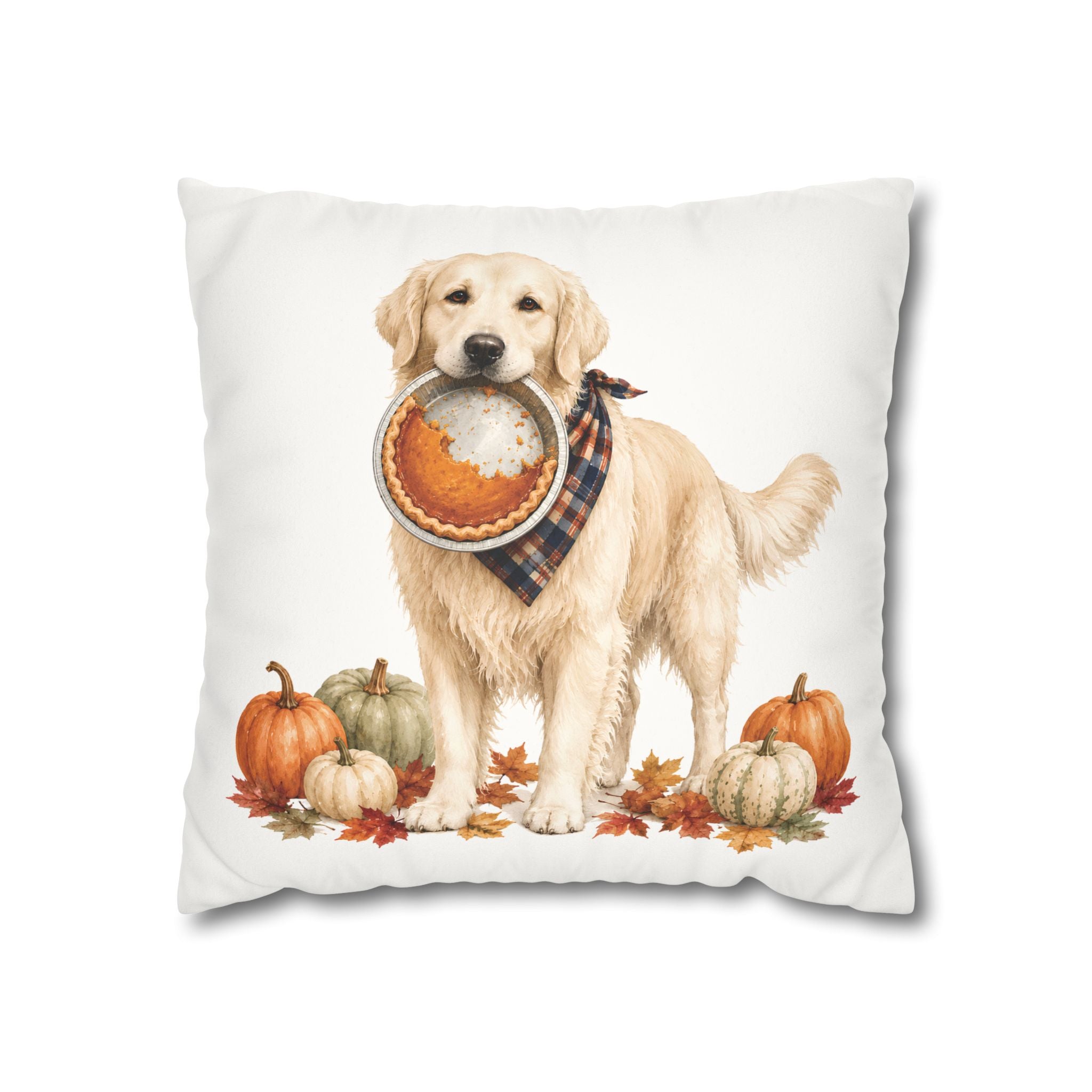 Thanksgiving English Cream Golden Retriever Pillow Cover – Double-Sided