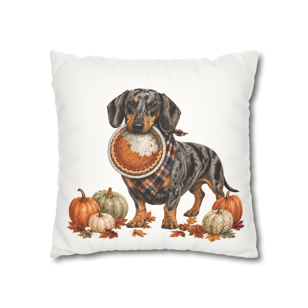 Dapple Dachshund Thanksgiving Pumpkin Pie Pillow Cover