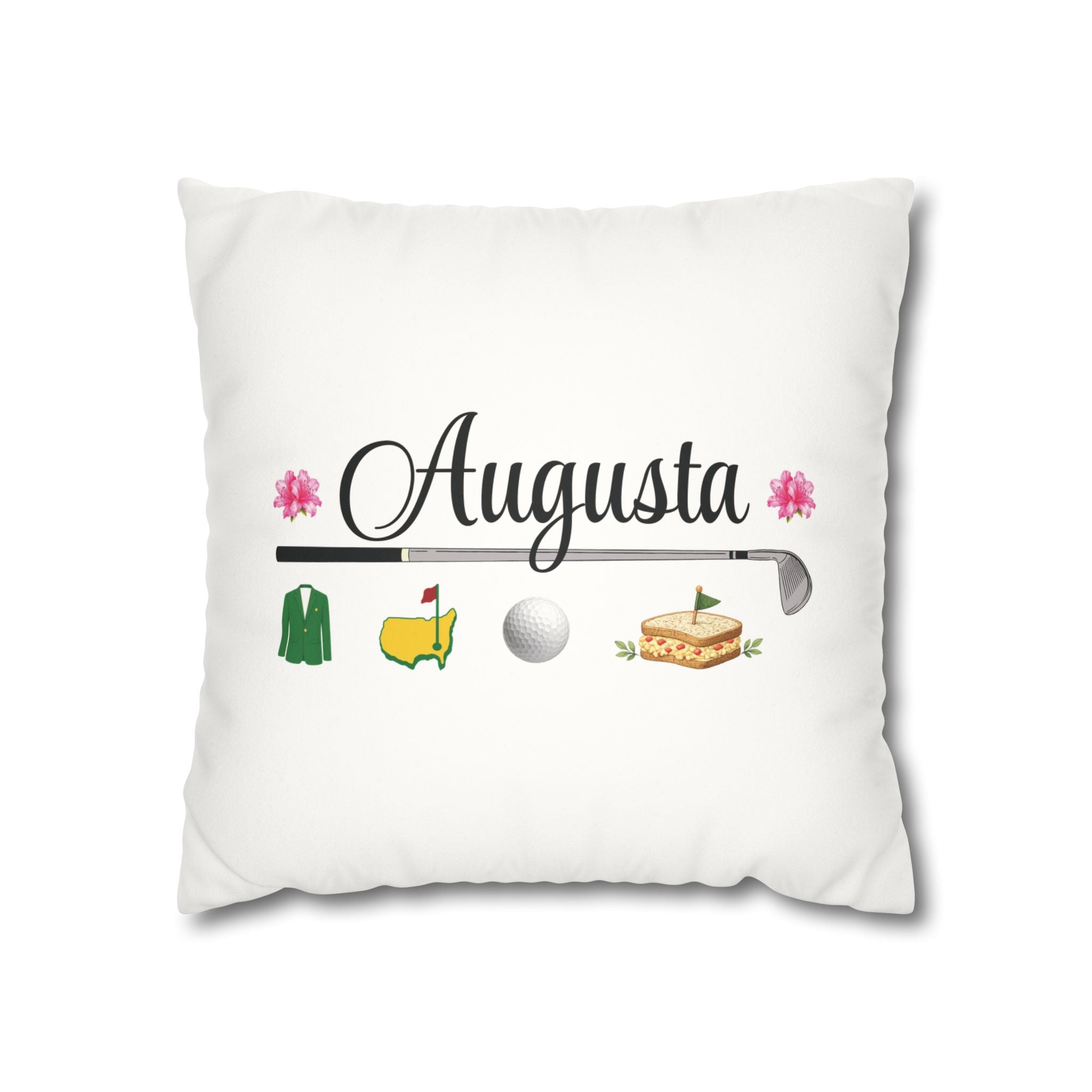 Augusta golf decor, yellow golf pillow, golf pillow cover, azalea pillow, southern golf decor, tournament week, golfer gift, golf hostess gift, country club decor, pimento cheese, spring golf decor, client gift, corporate golf gift
