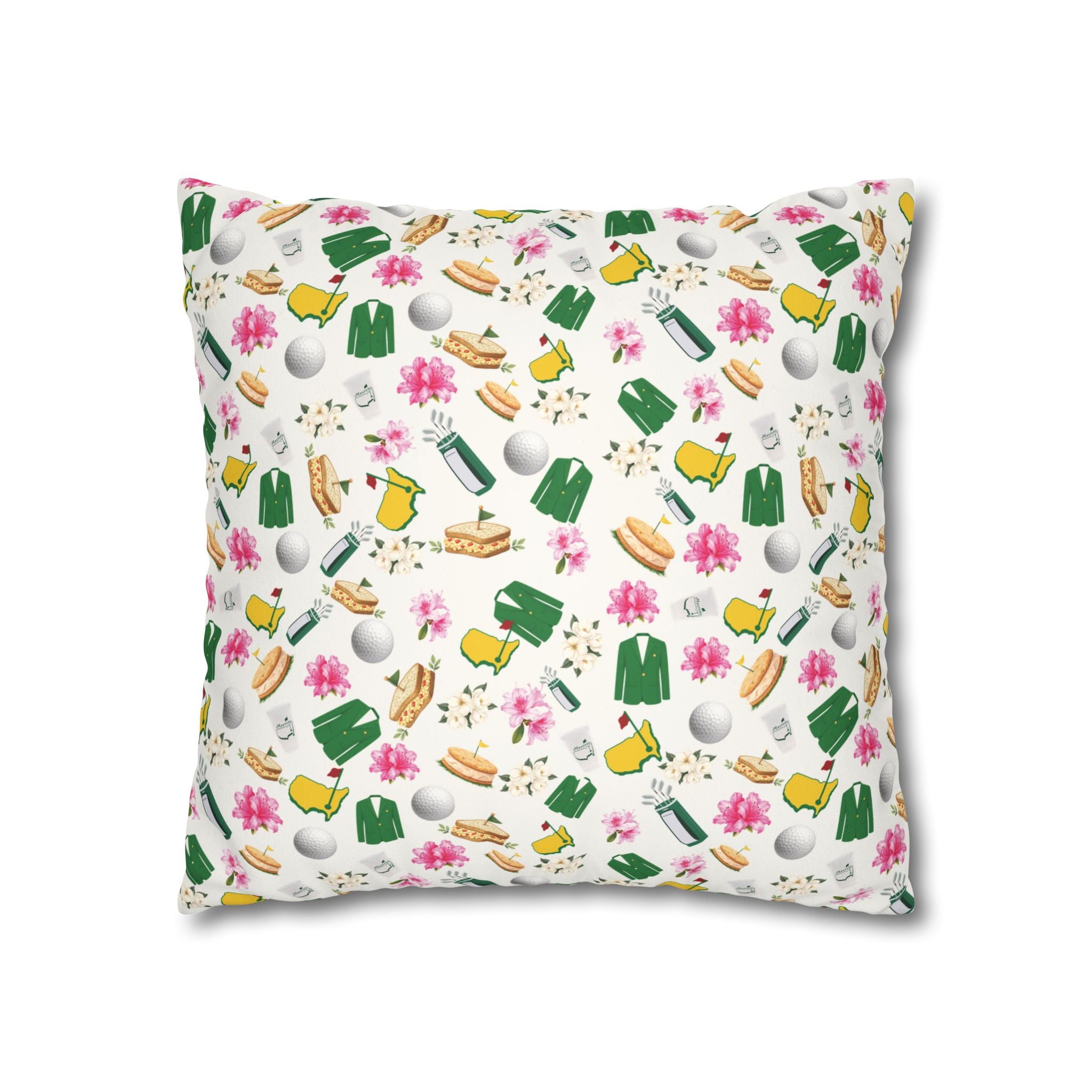 Augusta Golf Pillow Cover – Pink Floral Southern Golf Decor, Golfer Gift