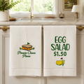 Embroidered Golf Linen Kitchen Towels – Pimento Cheese & Egg Salad